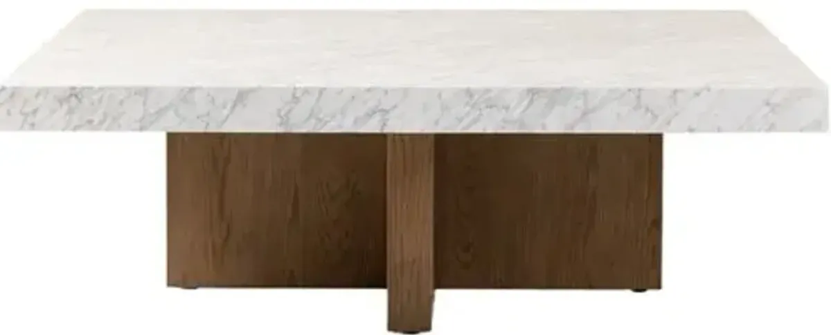 Valentina Square Coffee Table - White Carrara Marble