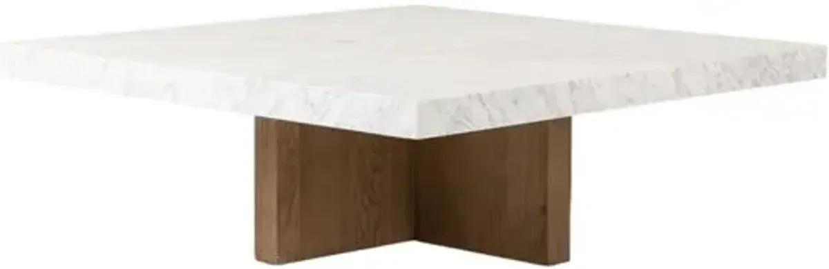 Valentina Square Coffee Table - White Carrara Marble