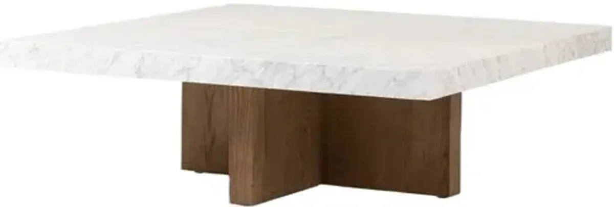 Valentina Square Coffee Table - White Carrara Marble