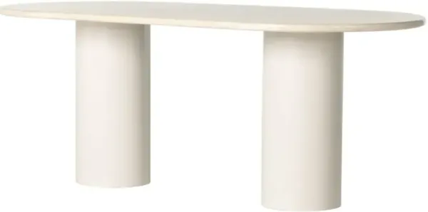 Uriah Oval Dining Table, Cream Marble