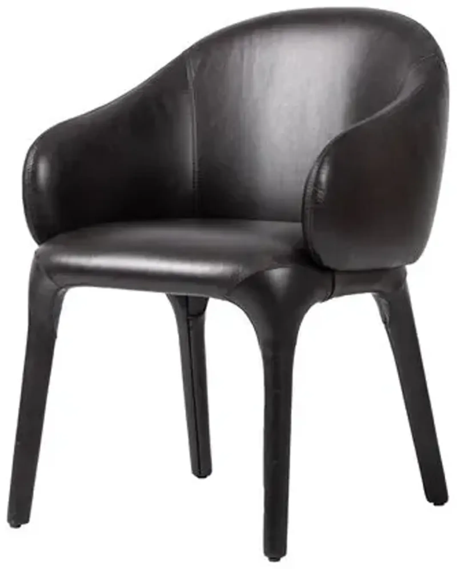 Uma Leather Dining Armchair - Sonoma Black