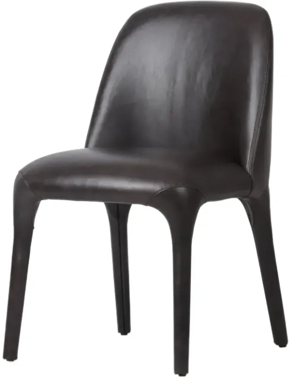 Uma Leather Dining Side Chair, Sonoma Black