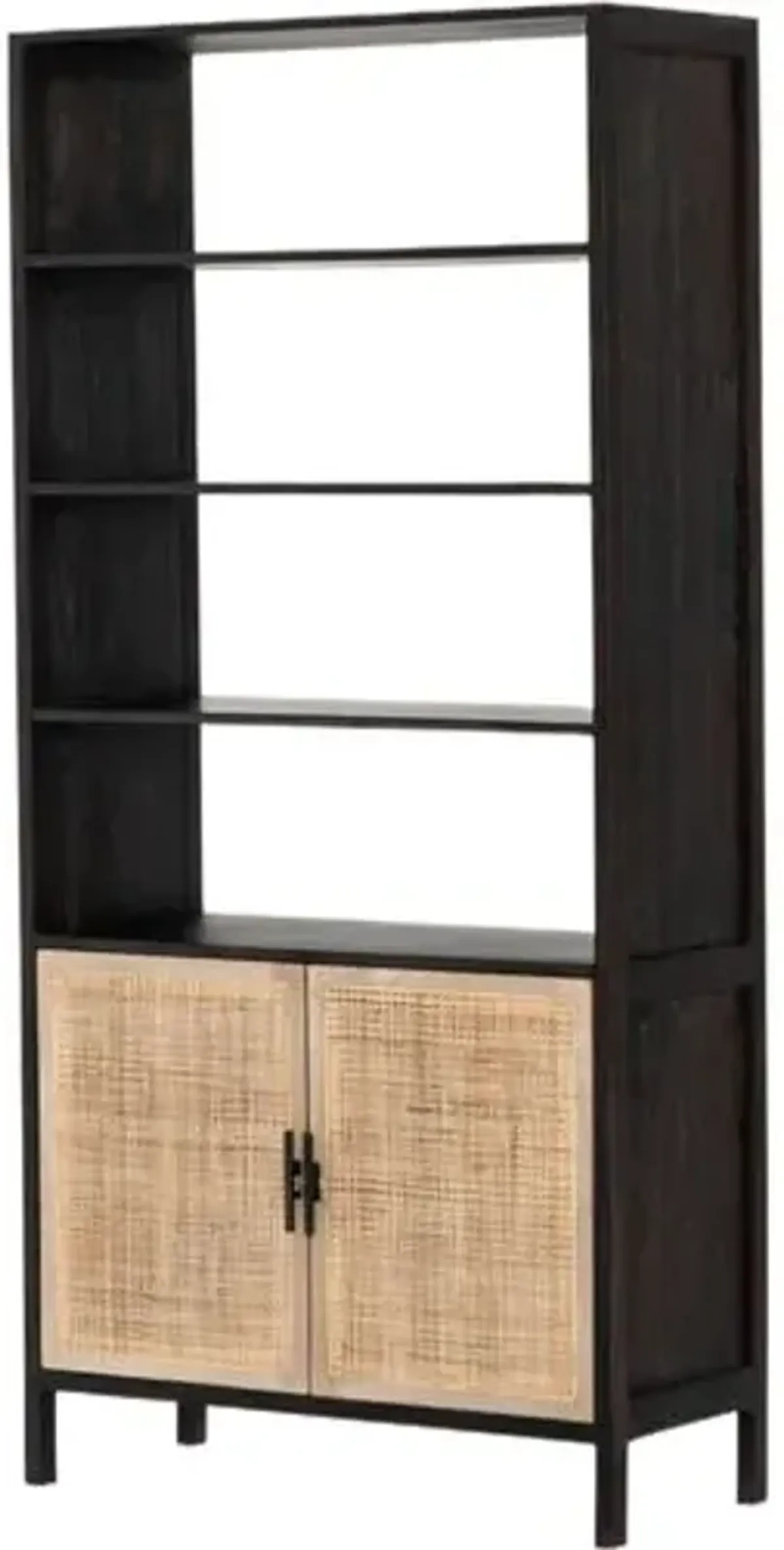 Thiago Cane Bookshelf - Washed Black