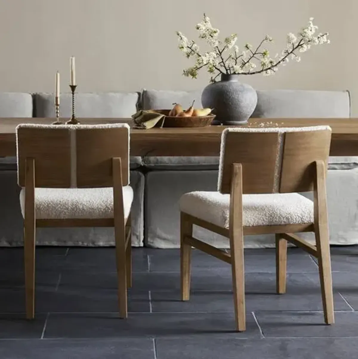 Thalia Boucle Dining Chair - Somerton Ash - Beige