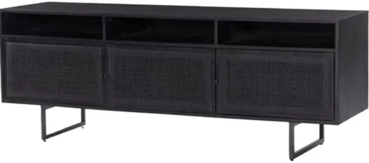 Tessa Cane Media Console - Black Wash