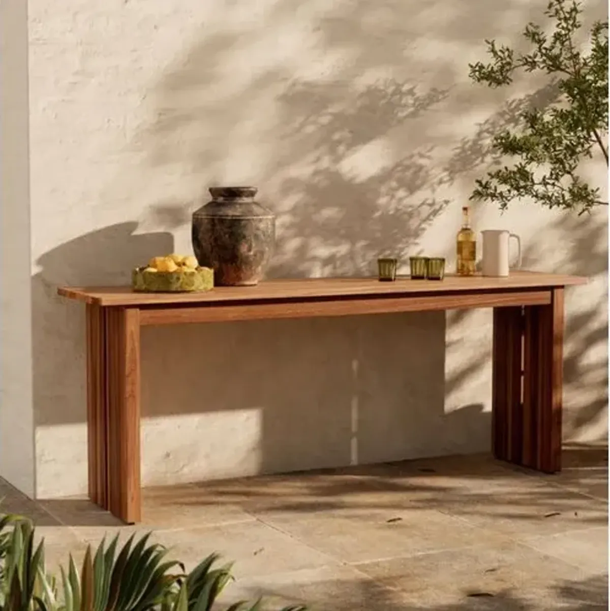 Sullivan Outdoor Console Table - Natural Teak - Brown