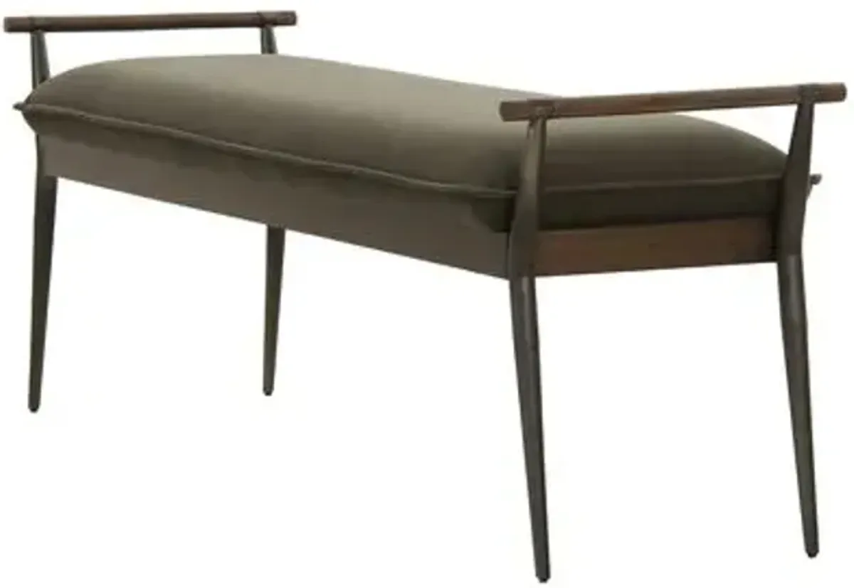 Sterling Velvet Bench - Modern Velvet Loden - Green