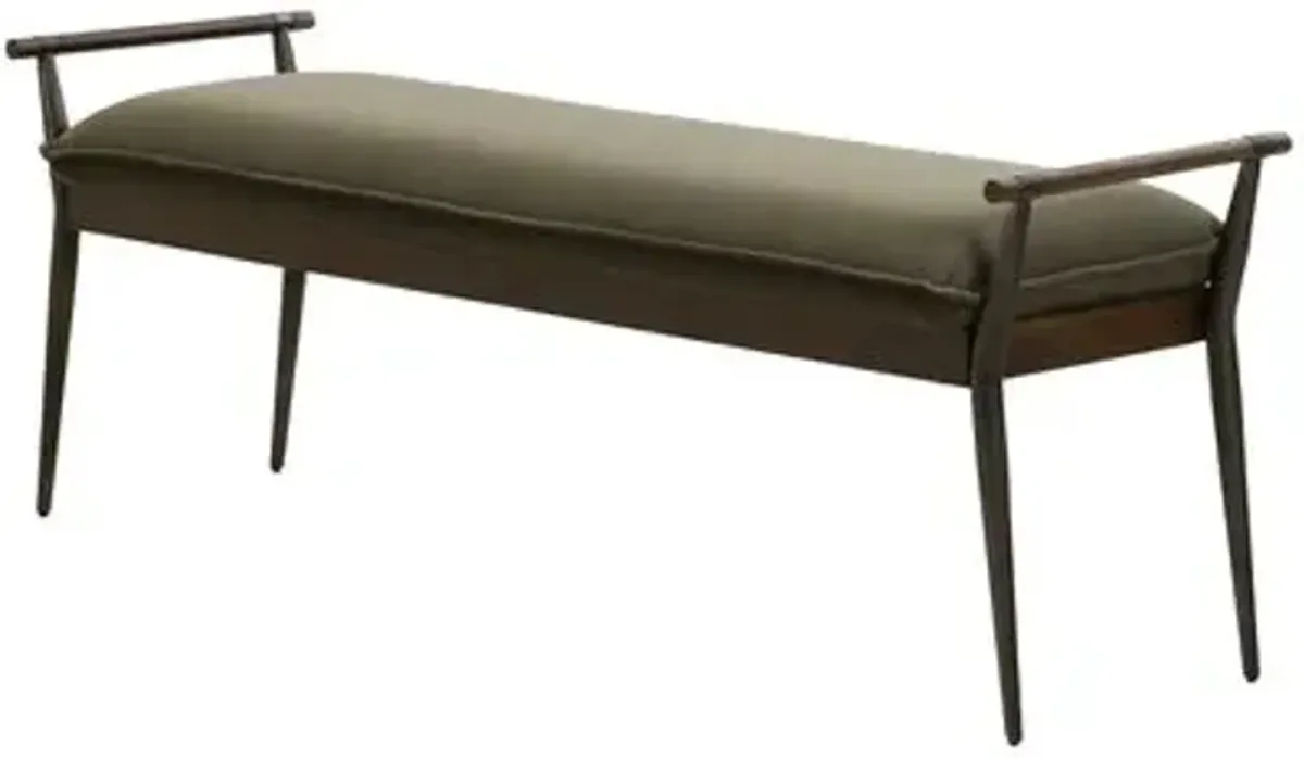 Sterling Velvet Bench - Modern Velvet Loden - Green