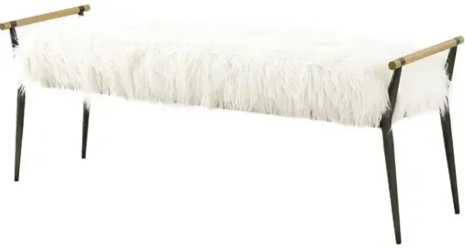 Sterling Fur Bench - Mongolian Cream Fur - Ivory