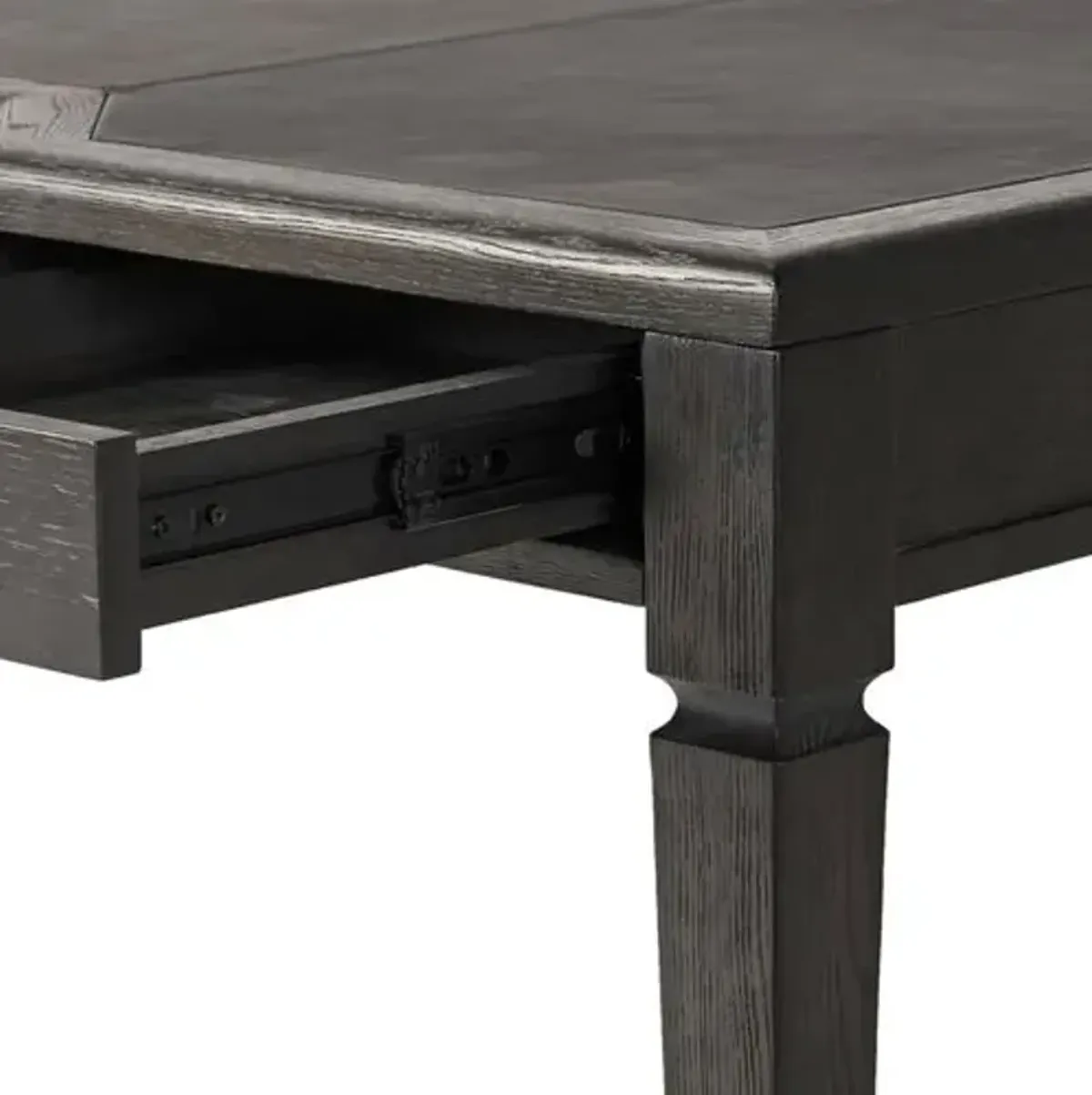 Solomon Leather-Top Desk - Distressed Black Oak