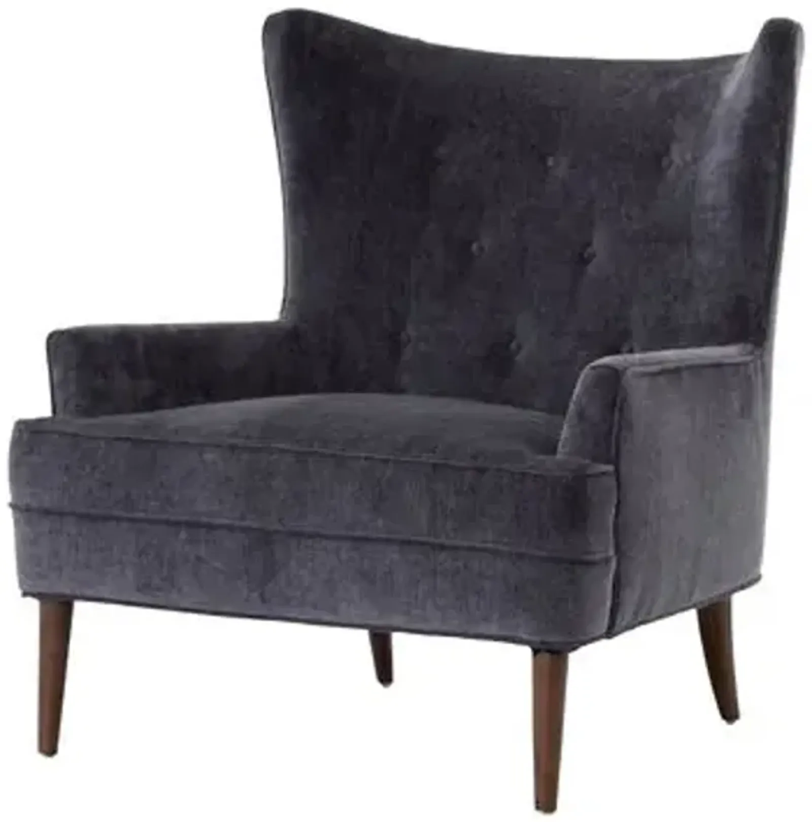 Skye Chair - Charcoal Worn Velvet - Gray