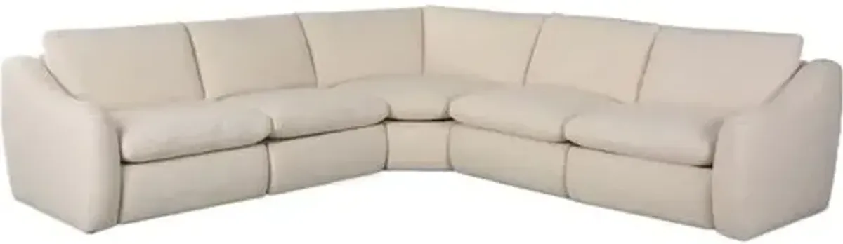Santino Linen Power Recliner 5-Piece Sectional Sofa - Antigo Natural