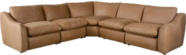 Santino Leather Power Recliner 5-Piece Sectional Sofa - Palermo Drift