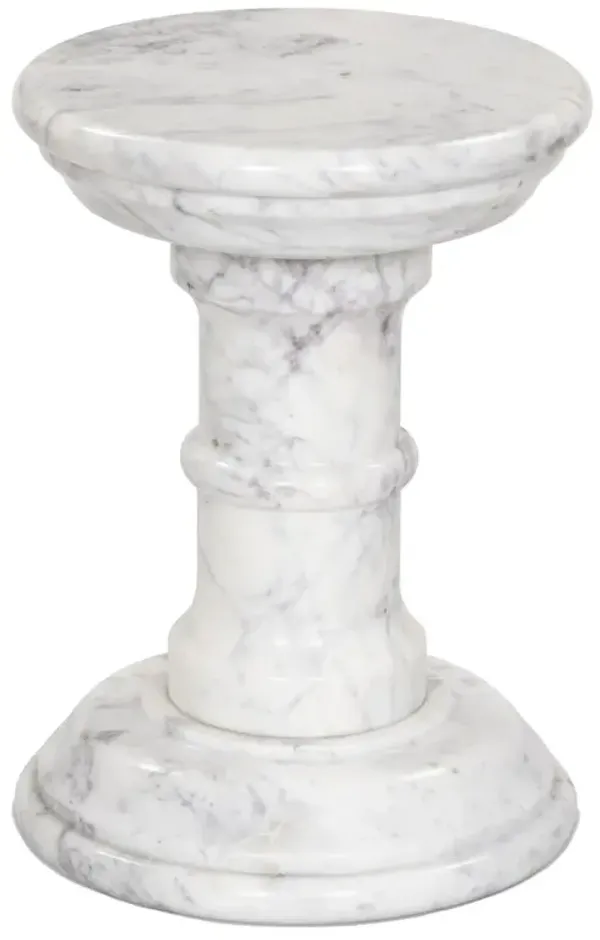 Salem End Table, Veined White Marble