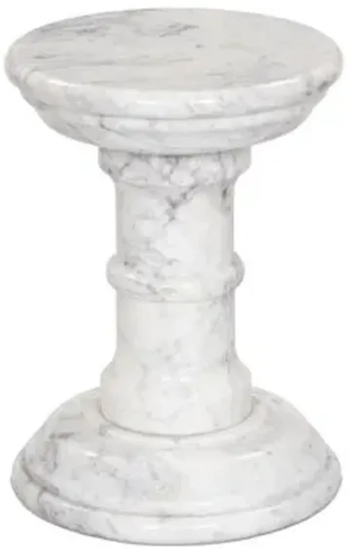 Salem End Table - Veined White Marble