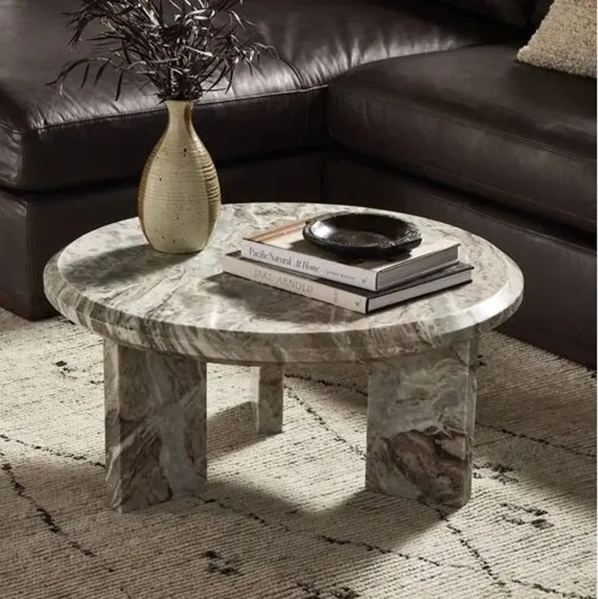 Sage Marble Nesting Coffee Table - Creamy Taupe - Brown