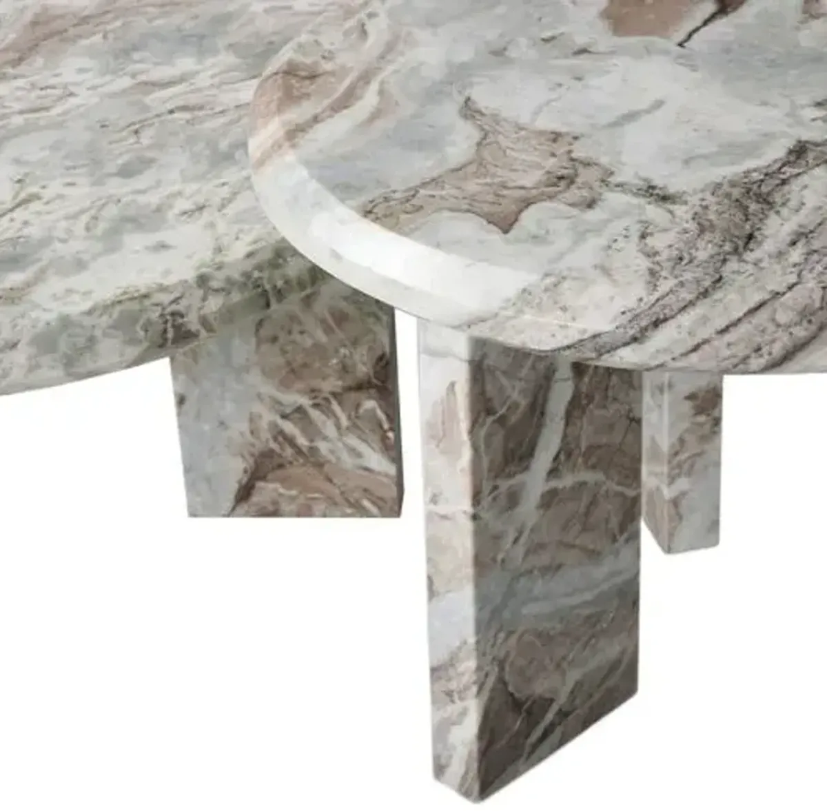 Set of 2 Sage Marble Nesting Coffee Table Set - Creamy Taupe - Beige