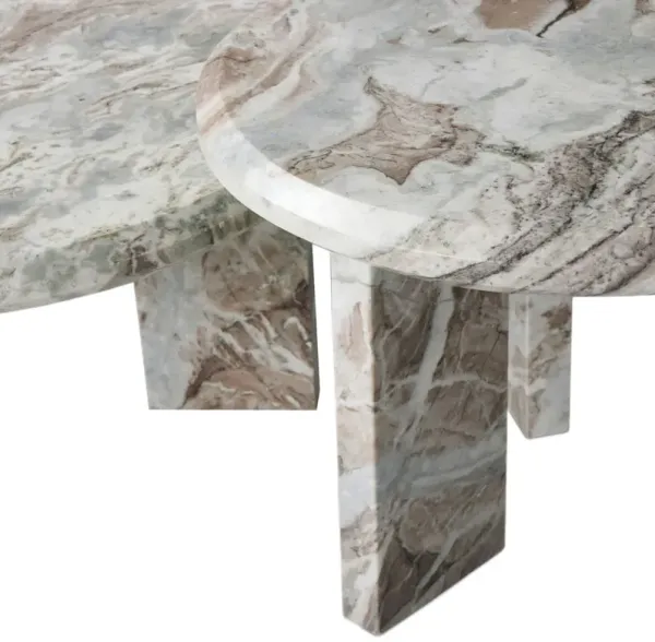 S/2 Sage Marble Nesting Coffee Table Set, Creamy Taupe