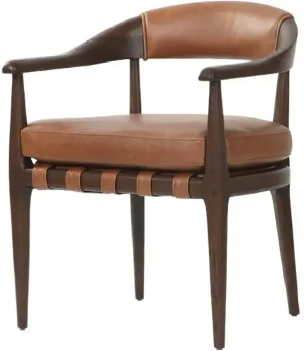 Cottswald Leather Dining Arm Chair - Sonoma Chestnut - Brown
