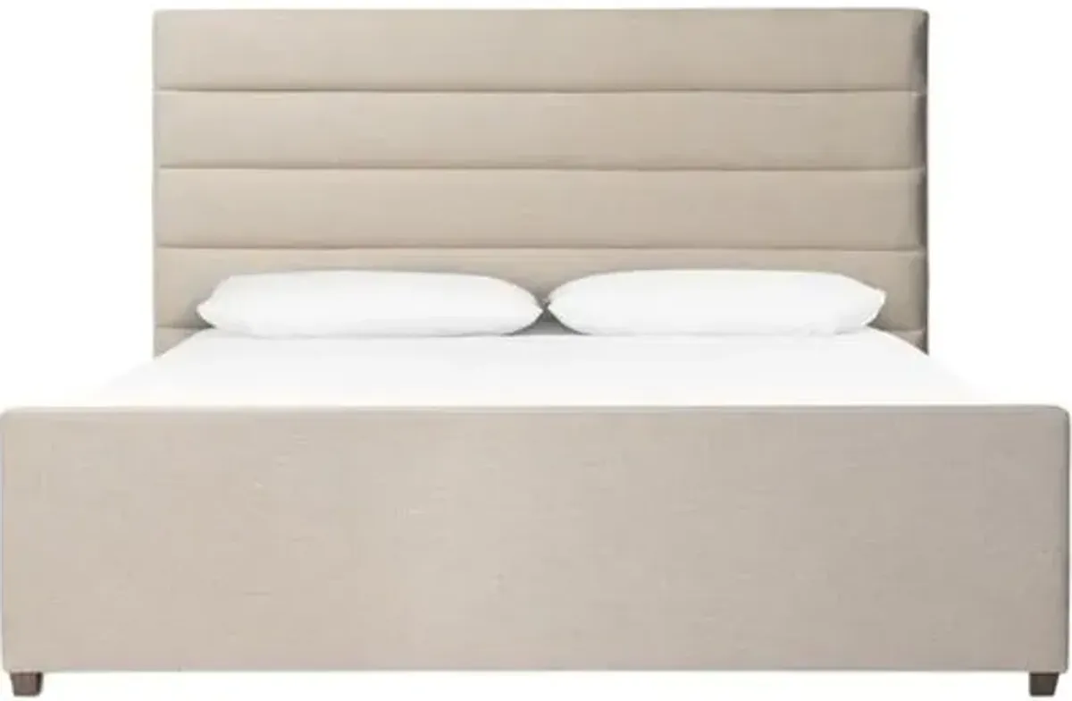 Rosalie Channel Tufted Linen Bed - Brown