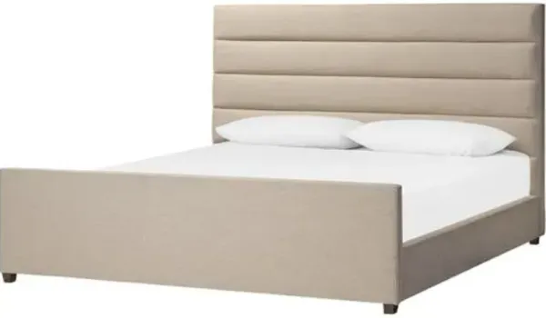 Rosalie Channel Tufted Linen Bed - Brown