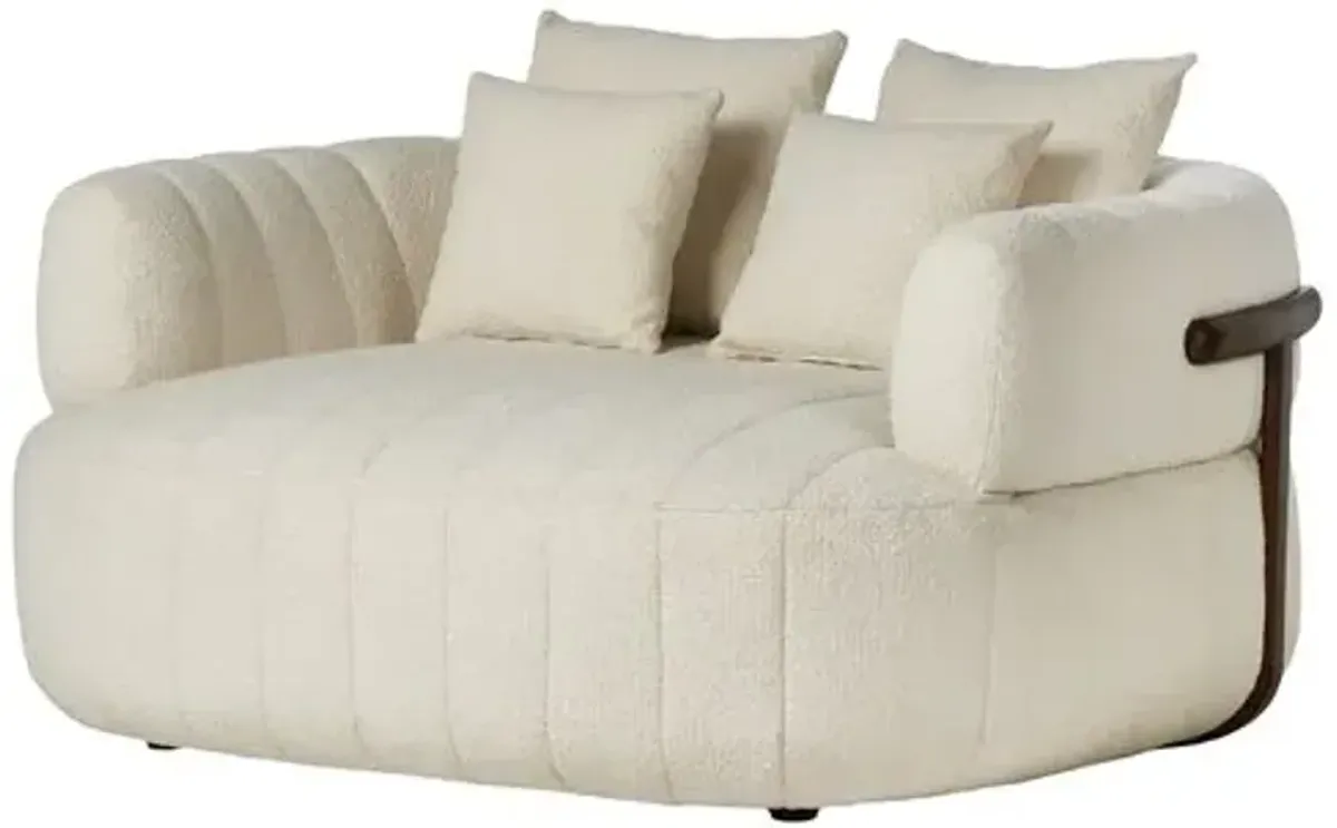 Riley Media Lounger - Snow Boucle - White