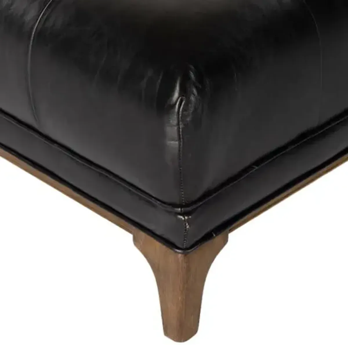 Rhea Leather Chaise Lounge - Black - Comfortable, Sturdy, Stylish