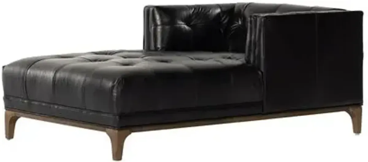 Rhea Leather Chaise Lounge - Black - Comfortable, Sturdy, Stylish