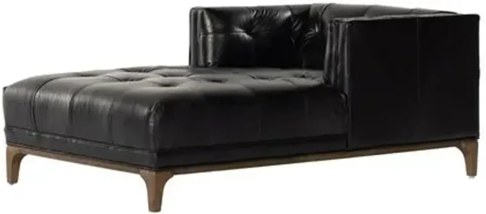 Rhea Leather Chaise Lounge - Black - Comfortable, Sturdy, Stylish