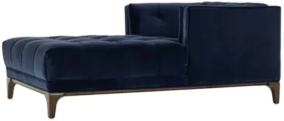 Rhea Velvet Chaise Lounge - Blue - Comfortable, Sturdy, Stylish