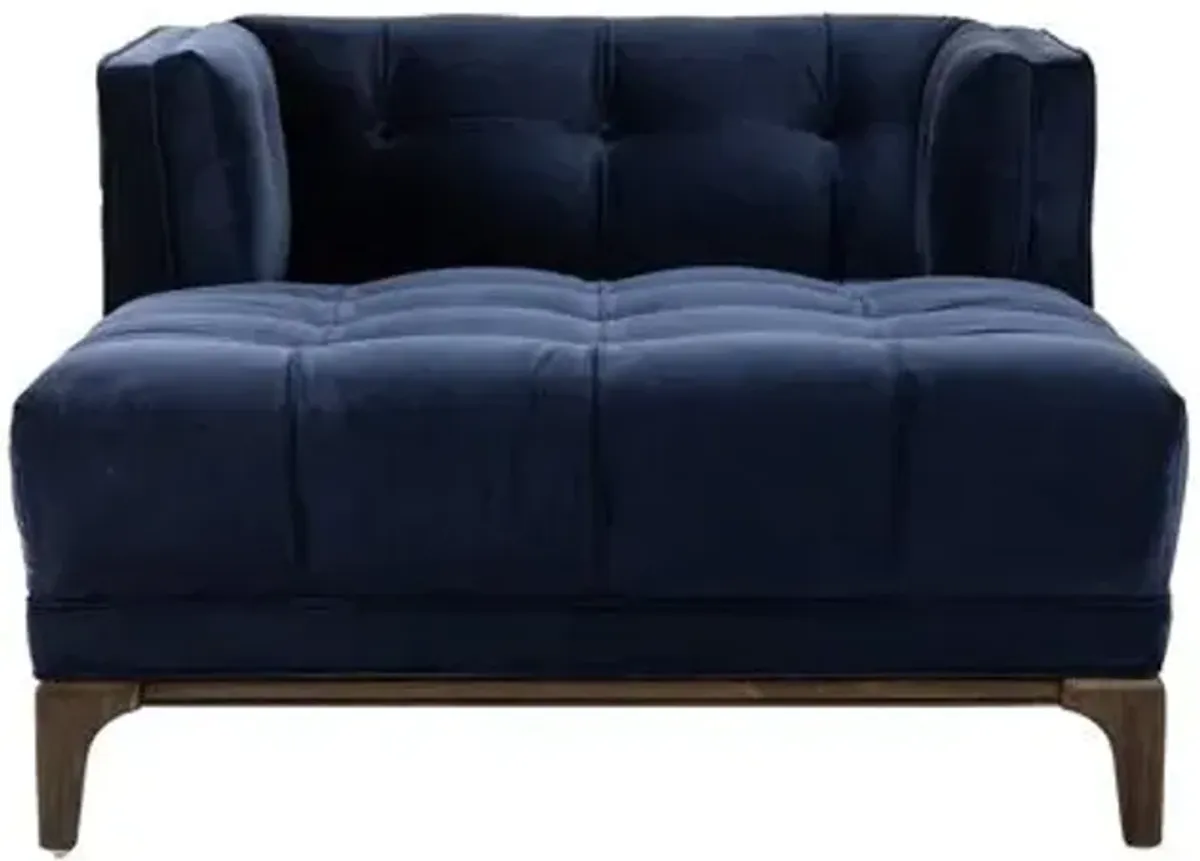 Rhea Velvet Chaise Lounge - Blue - Comfortable, Sturdy, Stylish