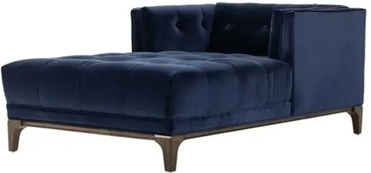 Rhea Velvet Chaise Lounge - Blue - Comfortable, Sturdy, Stylish