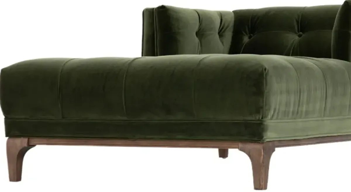 Caledonia Velvet Chaise Lounge - Green - Comfortable, Sturdy, Stylish