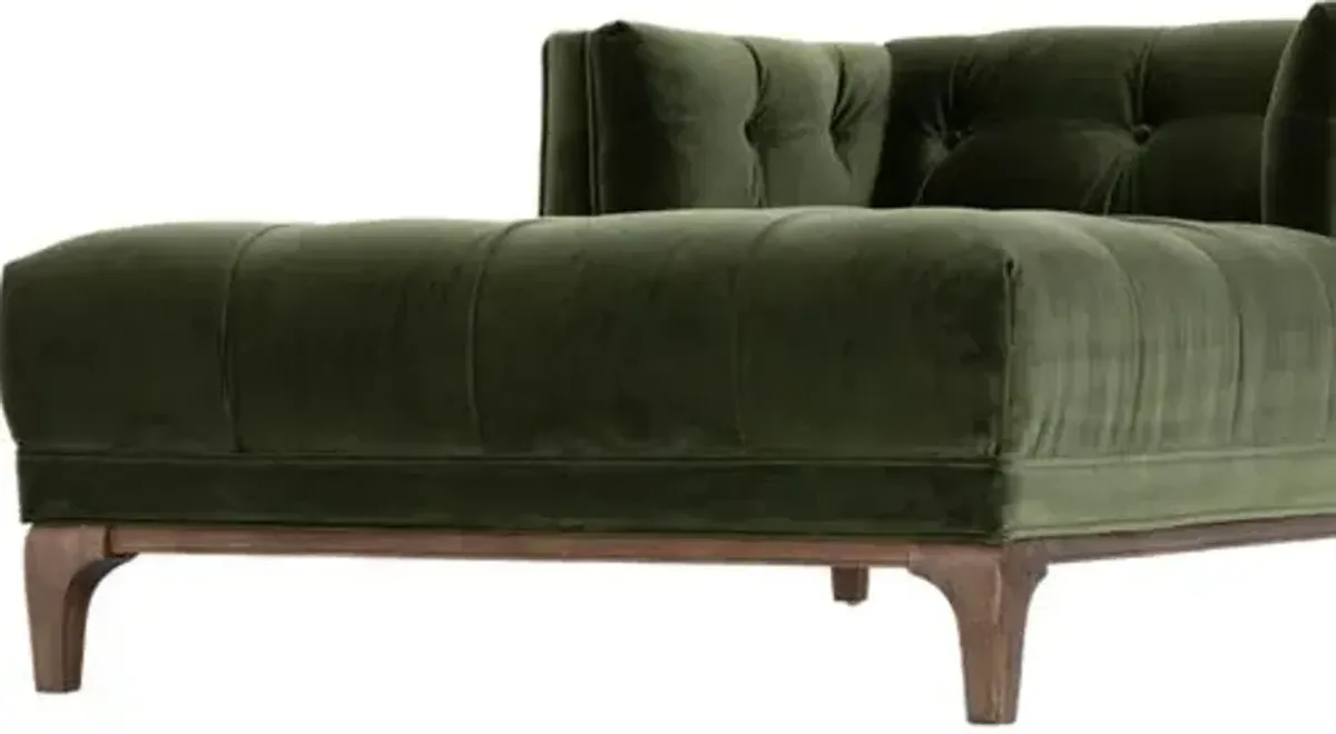 Caledonia Velvet Chaise Lounge - Green - Comfortable, Sturdy, Stylish