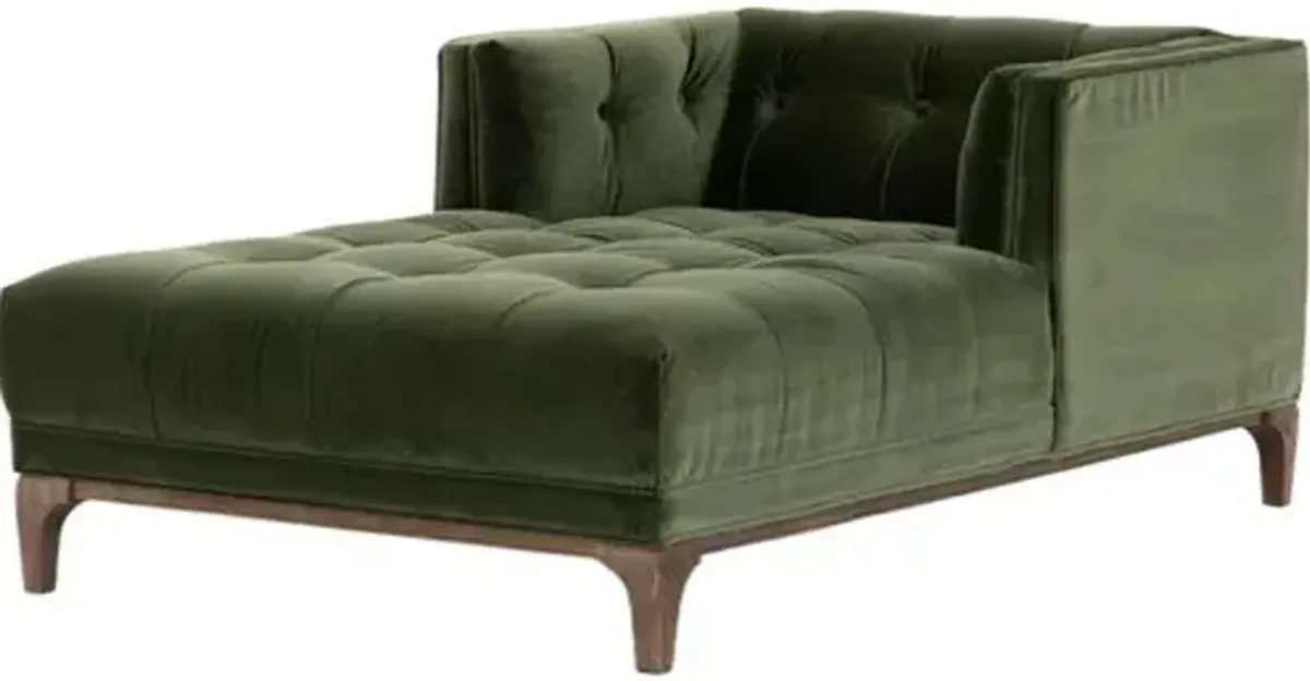 Caledonia Velvet Chaise Lounge - Green - Comfortable, Sturdy, Stylish