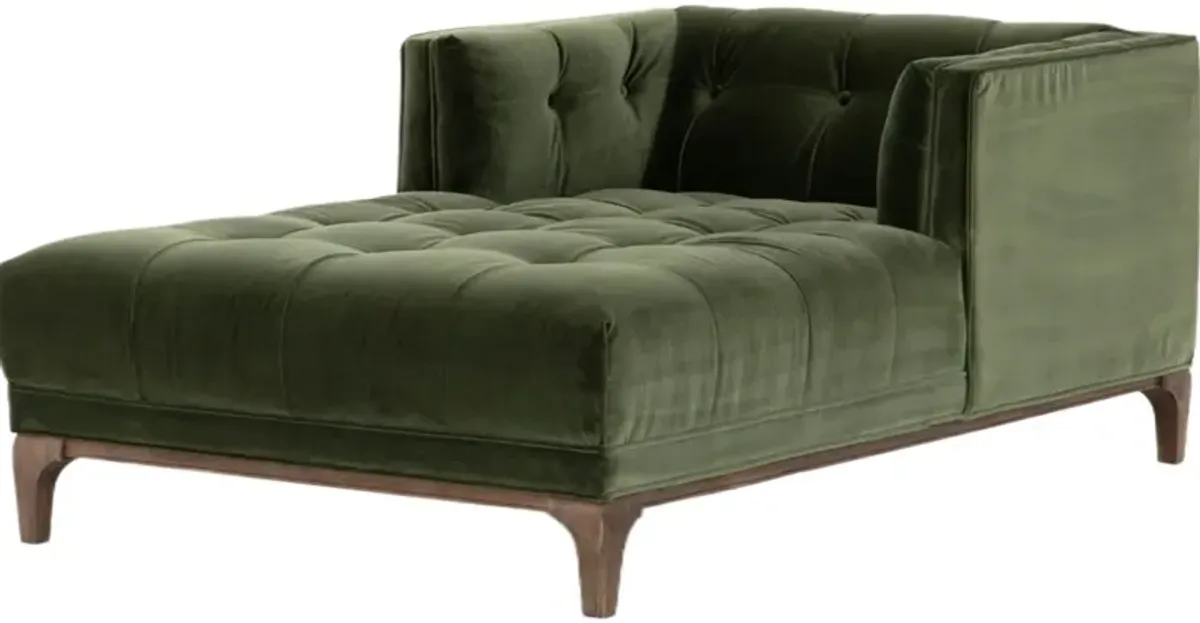 Caledonia Velvet Chaise Lounge - Green - Comfortable, Sturdy, Stylish