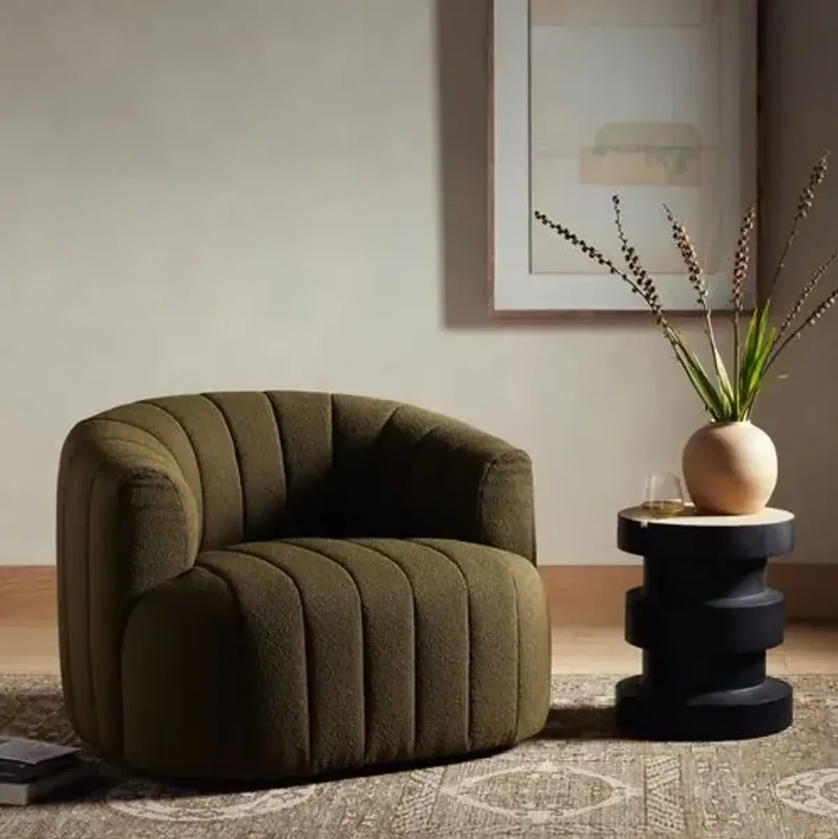 Rafael Swivel Chair - Performance Boucle