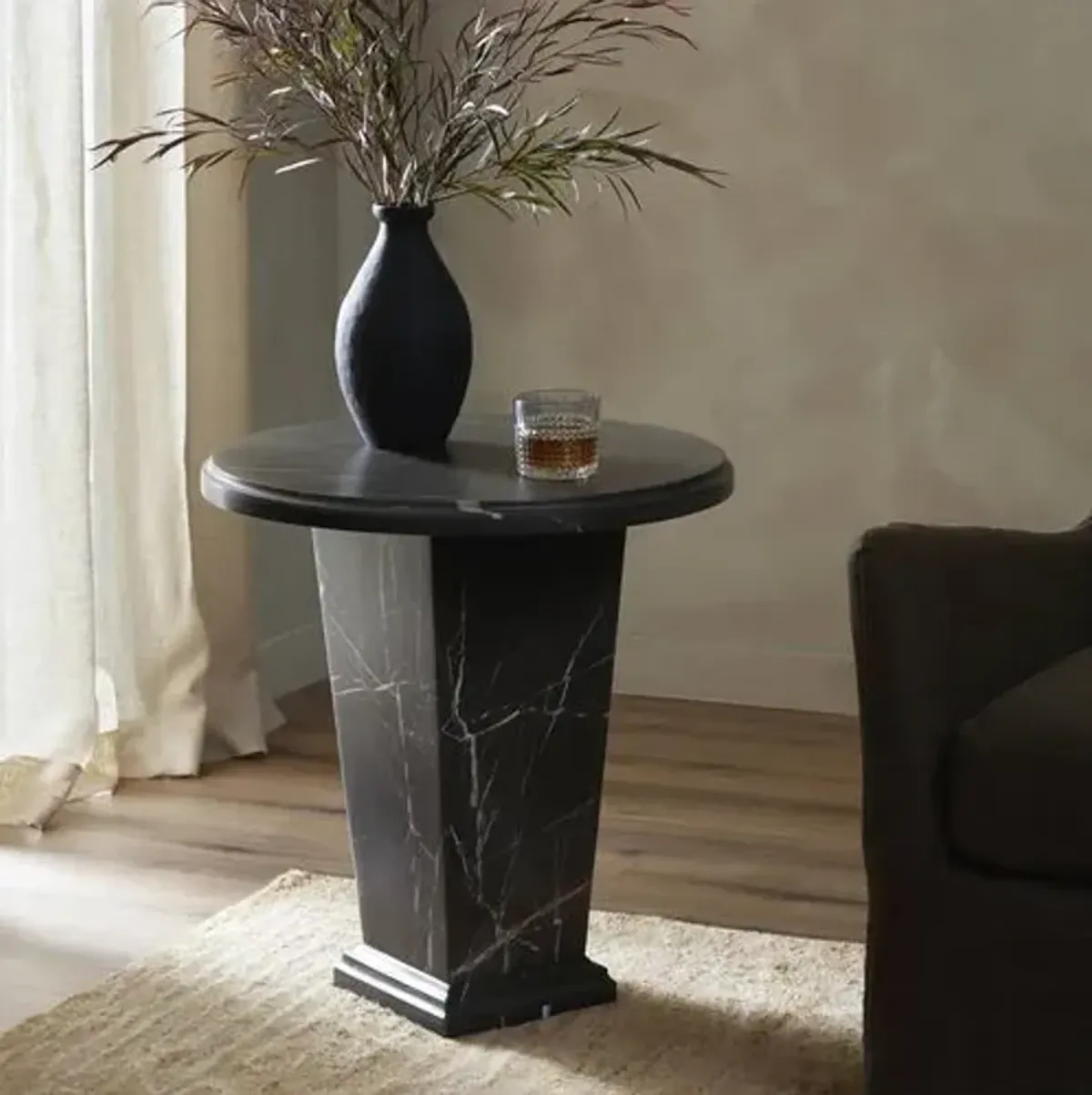 Quentin Marble End Table - Gray