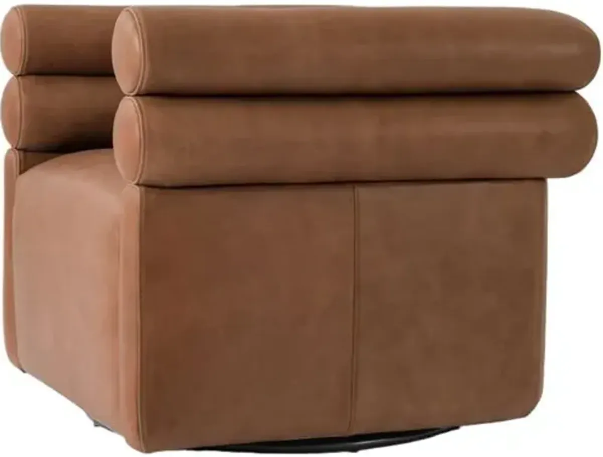 Ollie Leather Swivel Chair - Palermo Cognac