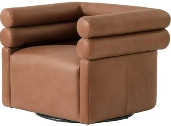 Ollie Leather Swivel Chair - Palermo Cognac
