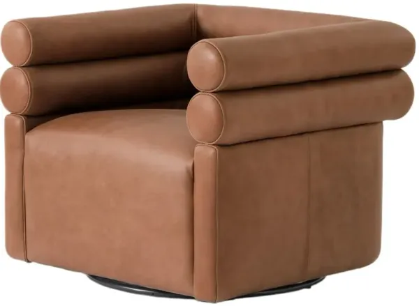 Ollie Leather Swivel Chair, Palermo Cognac