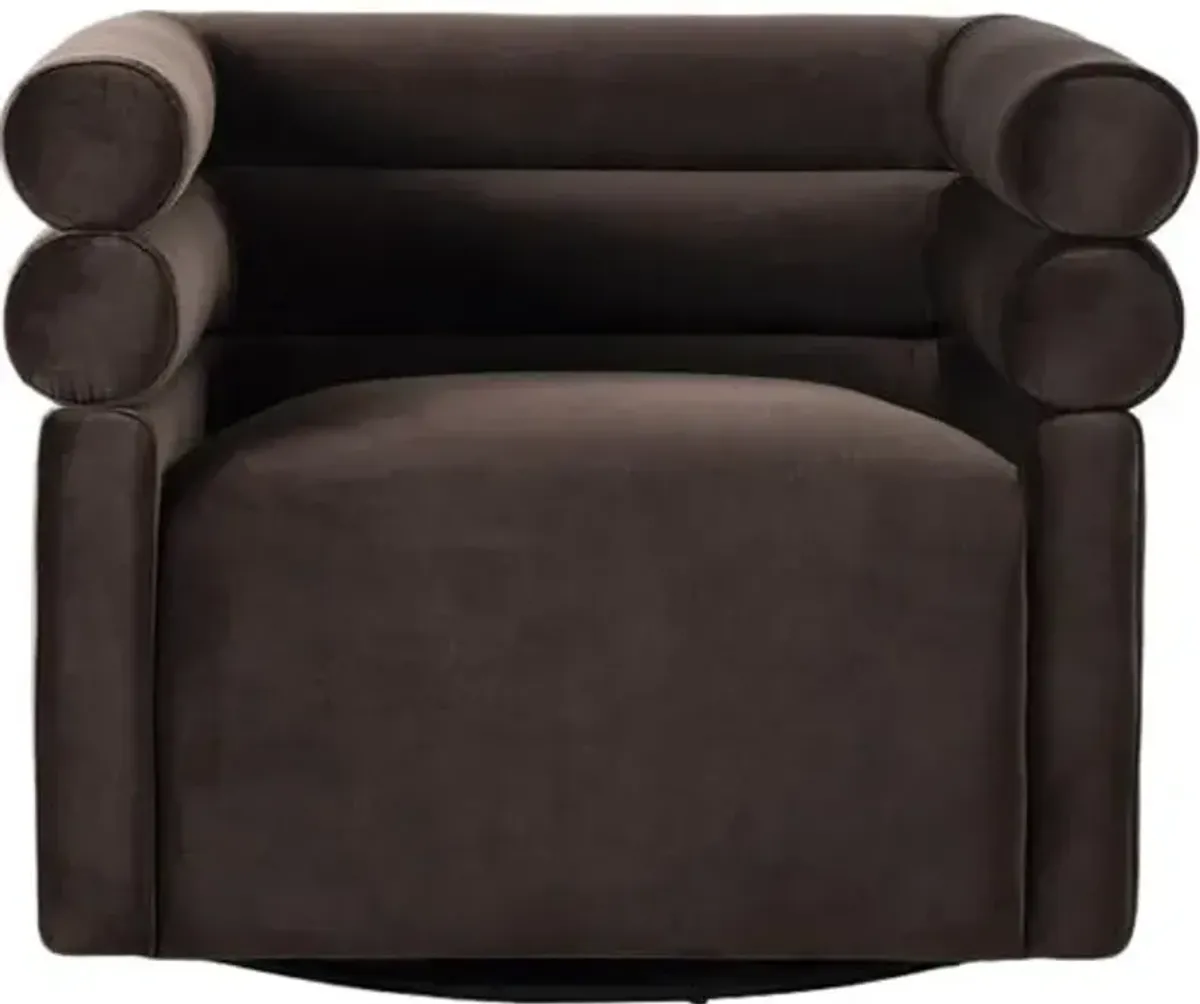 Phoenix Velvet Swivel Chair - Surrey Cocoa