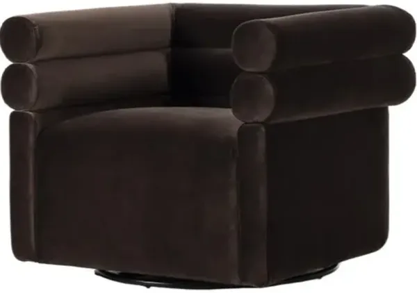 Ollie Velvet Swivel Chair - Surrey Cocoa