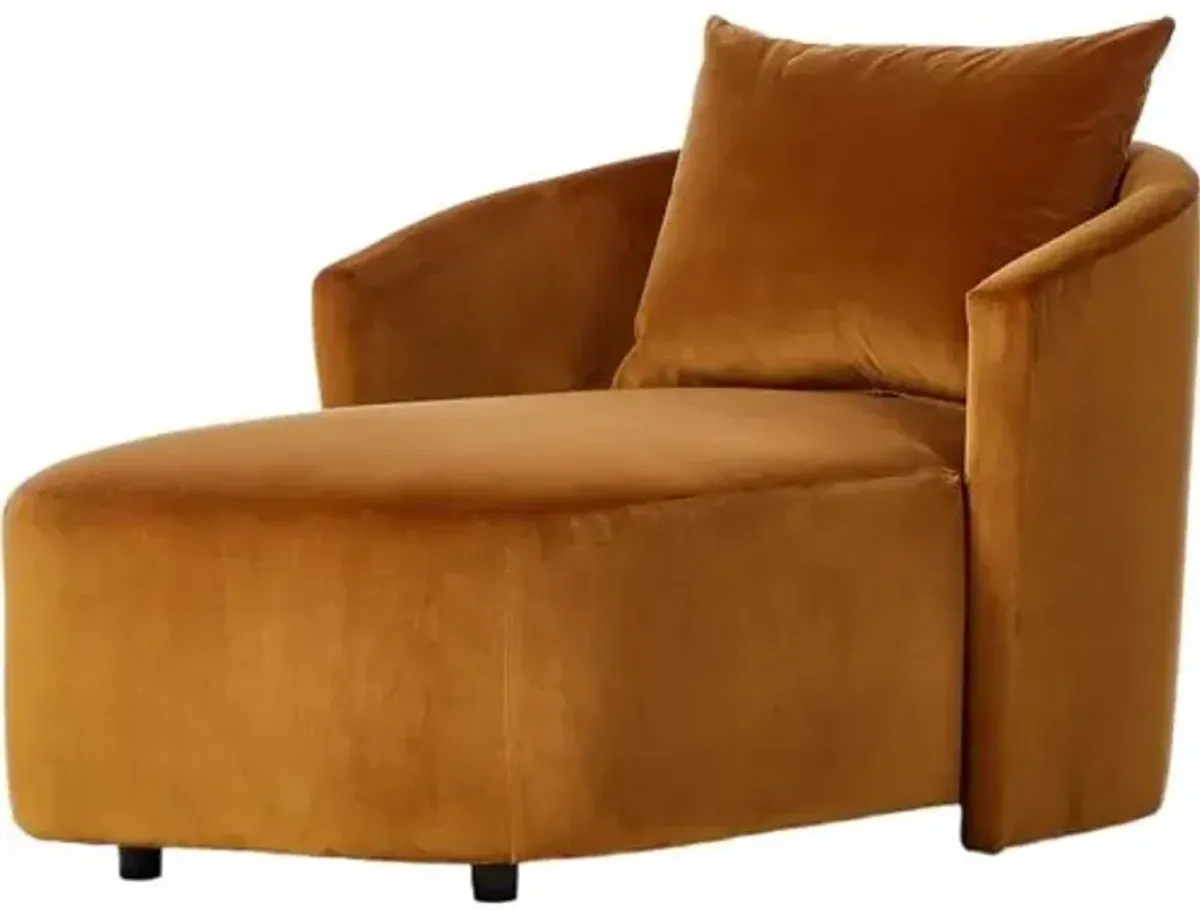 Pax Velvet Chaise Lounge - Orange - Comfortable, Sturdy, Stylish