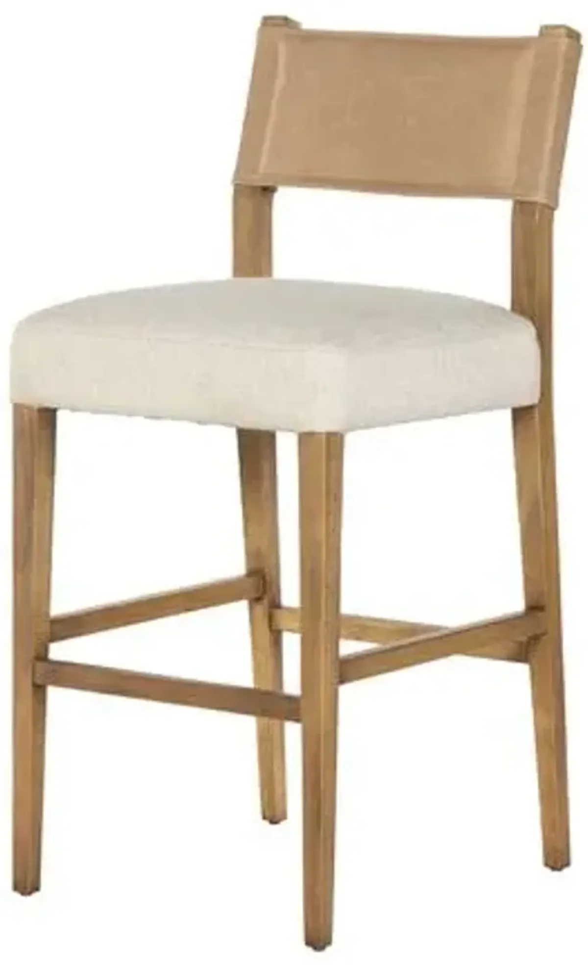 Parker Leather Backed Bar Stool - Beige