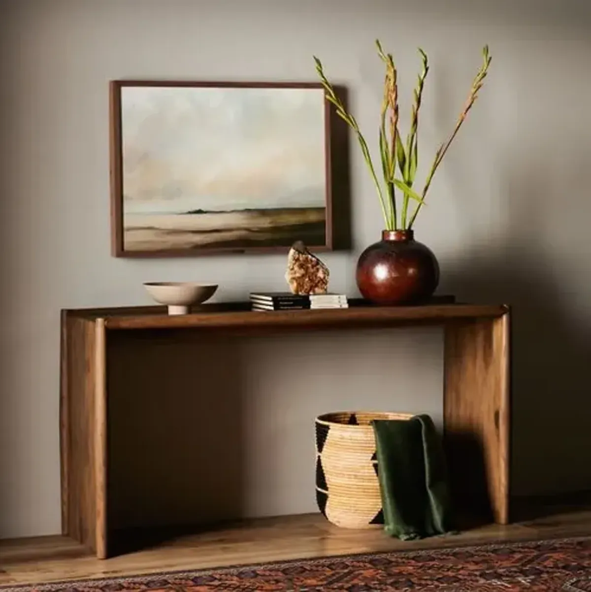 Otis Console Table - Weathered Oak - Brown