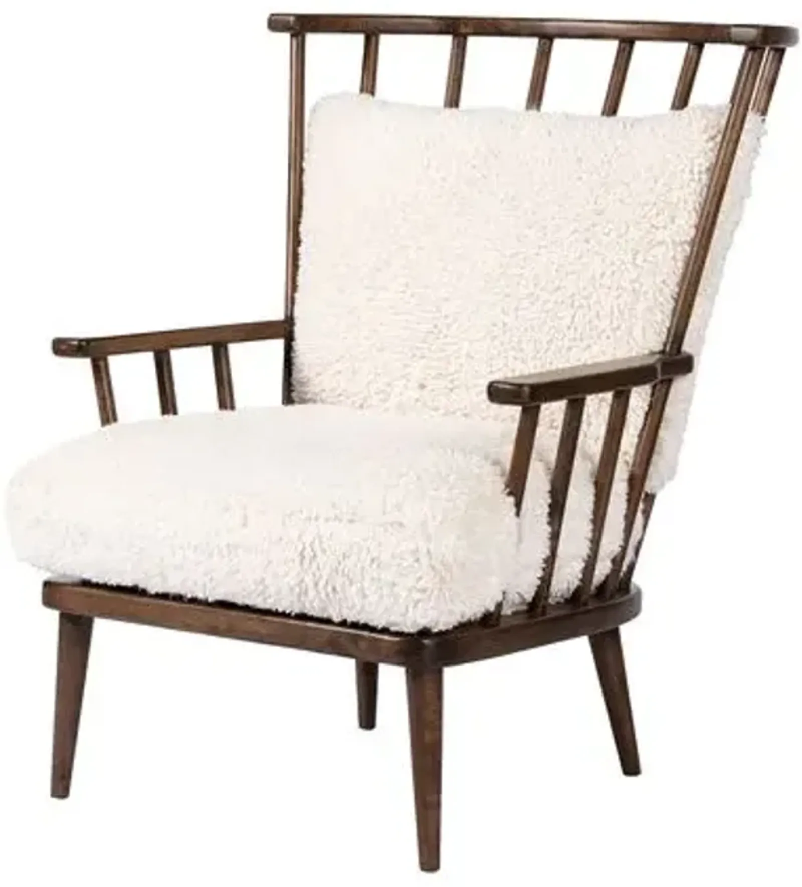 Opal High Back Spindle Chair - Andes Natural Shearling - Ivory