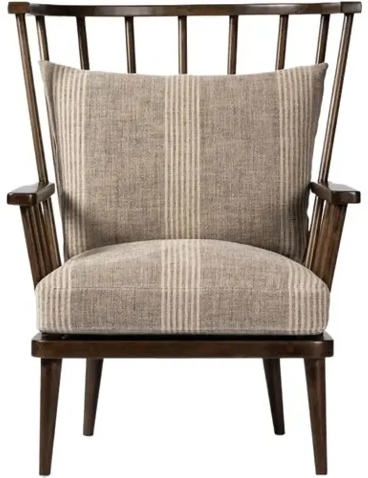 Opal High Back Spindle Chair - Manchester Flint Stripe Linen - Gray