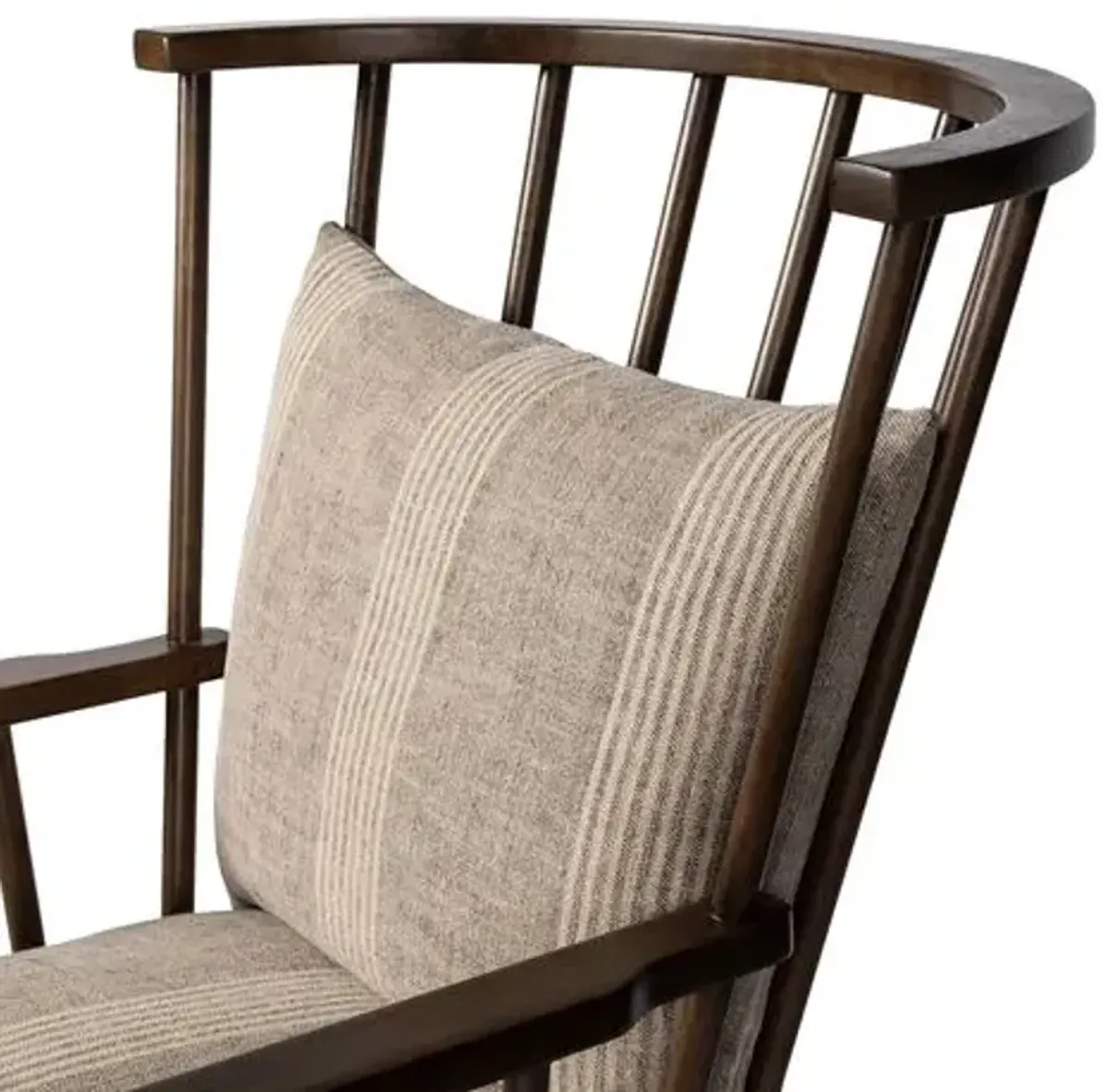 Opal High Back Spindle Chair - Manchester Flint Stripe Linen - Gray