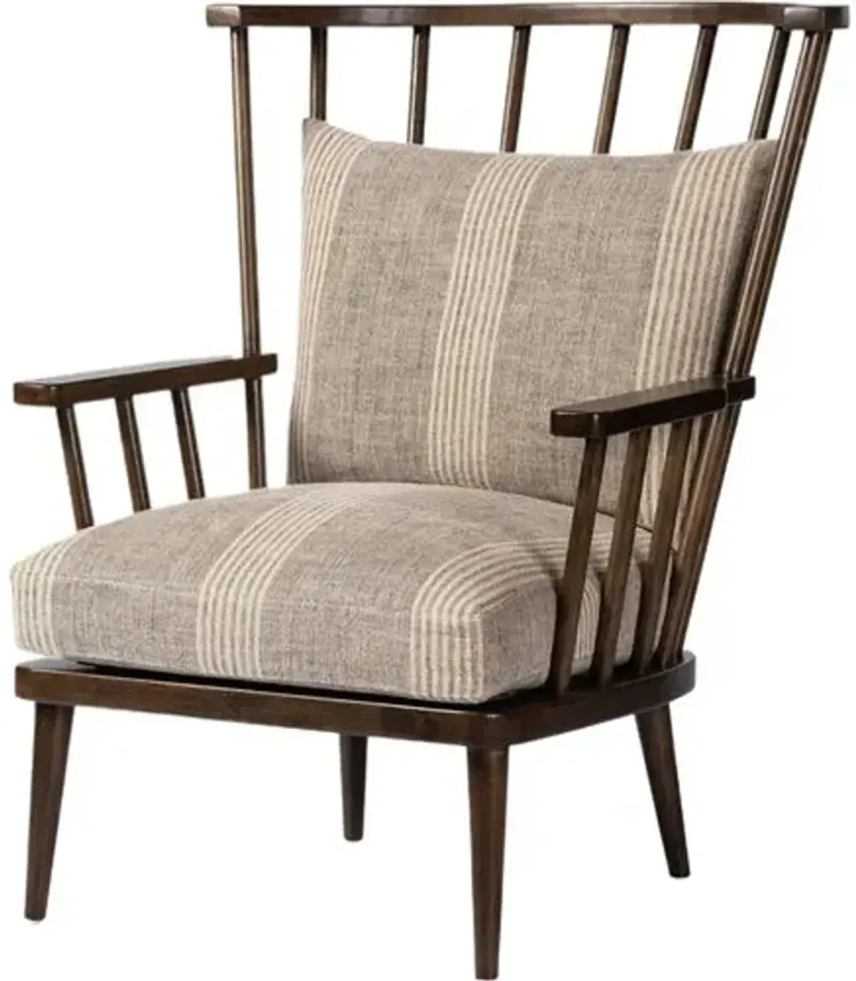 Opal High Back Spindle Chair - Manchester Flint Stripe Linen - Gray